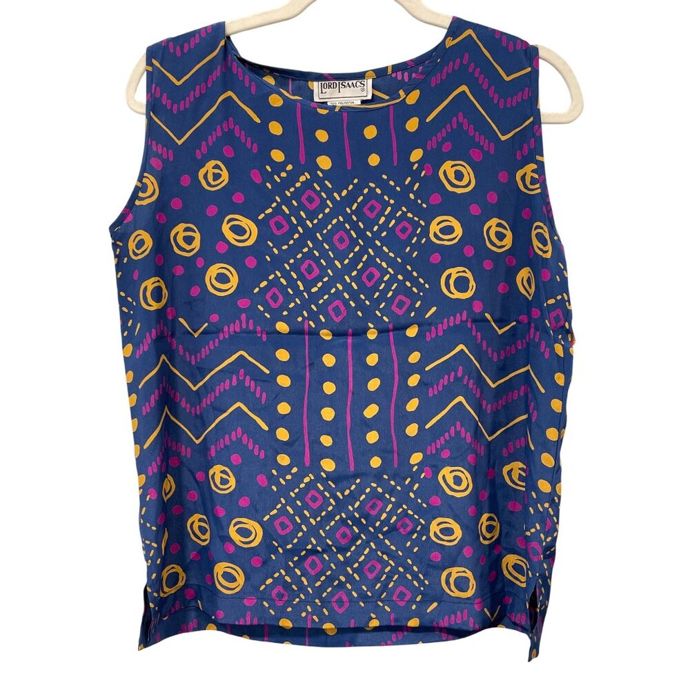 Vintage 90s Lord Isaacs Geometric Print Tank Top Size Medium Retro Deadstock NEW